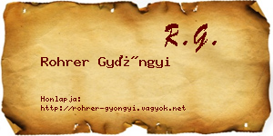 Rohrer Gyöngyi névjegykártya