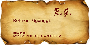 Rohrer Gyöngyi névjegykártya